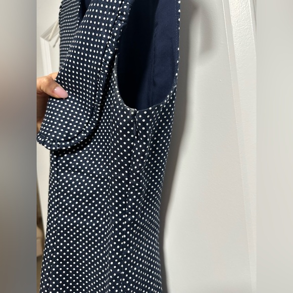 Reformation Soraya Linen Dress Raindrops Polka Dot Navy Blue White - Picture 3 of 4